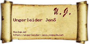Ungerleider Jenő névjegykártya